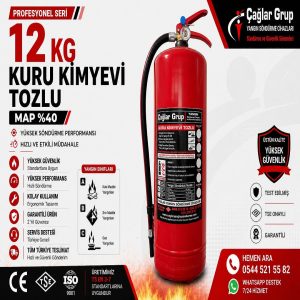 12 kg MAP %40 kuru kimyevi tozlu yangın söndürme tüpü