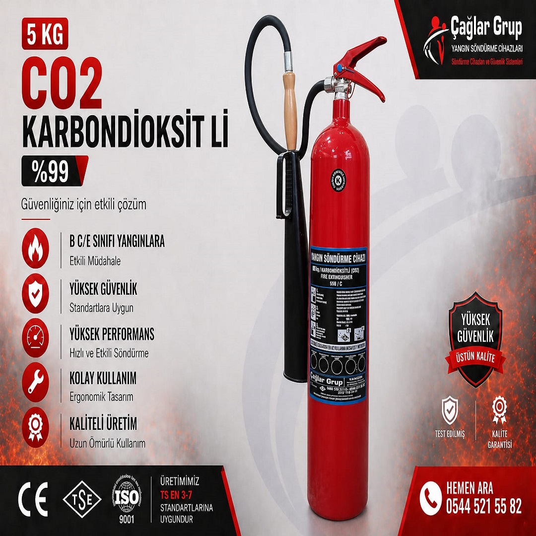 5 kg CO2 karbondioksit yangın söndürme tüpü